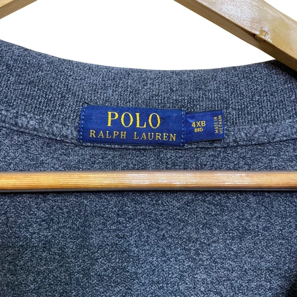 Polo Ralph Lauren Mens 4XB Big Charcoal Gray Heather Short Sleeve Polo Shirt